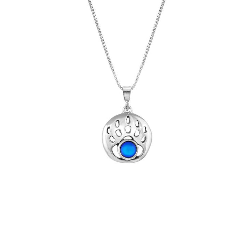 Small Bear Paw Pendant Sterling Silver Crystal Jewelry